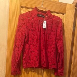 New York & Company Red Lace Blouse